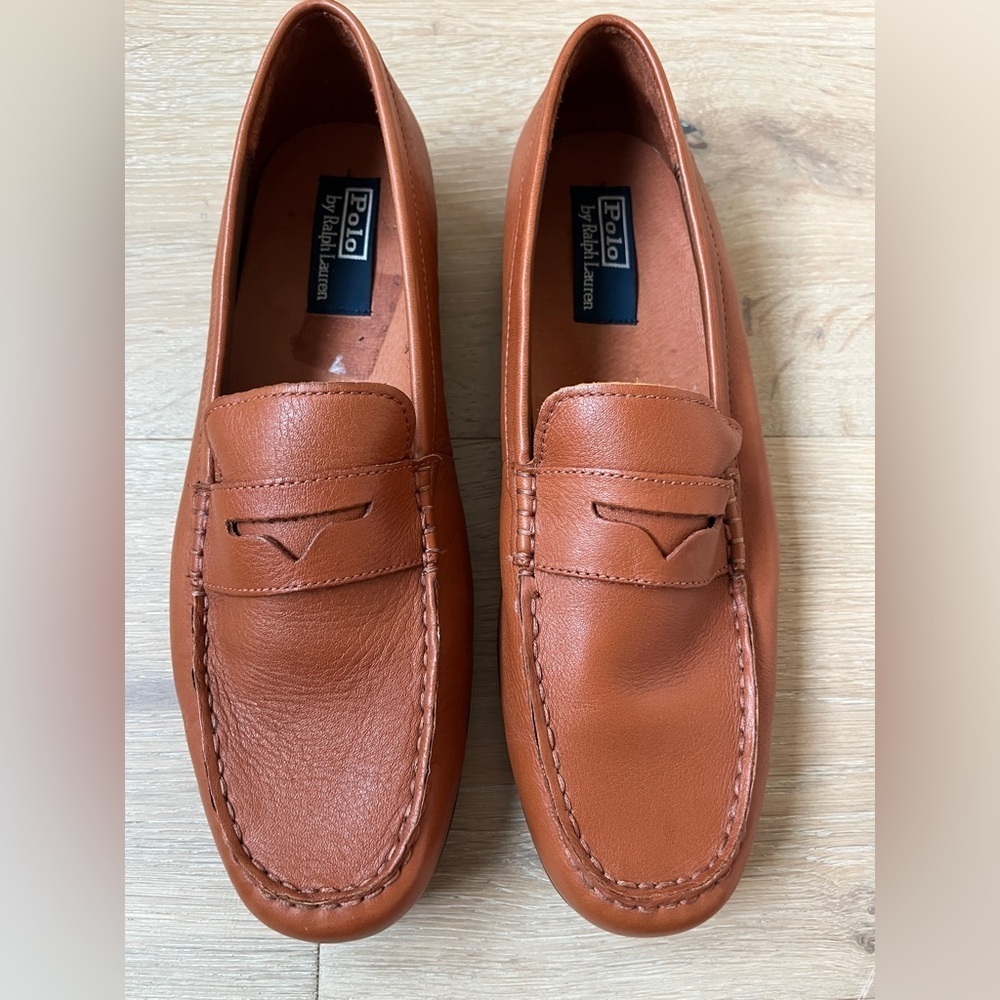Polo Ralph Lauren Adante Leather Loafers Men’s Sz 10.5D Brown Slip-On Shoes